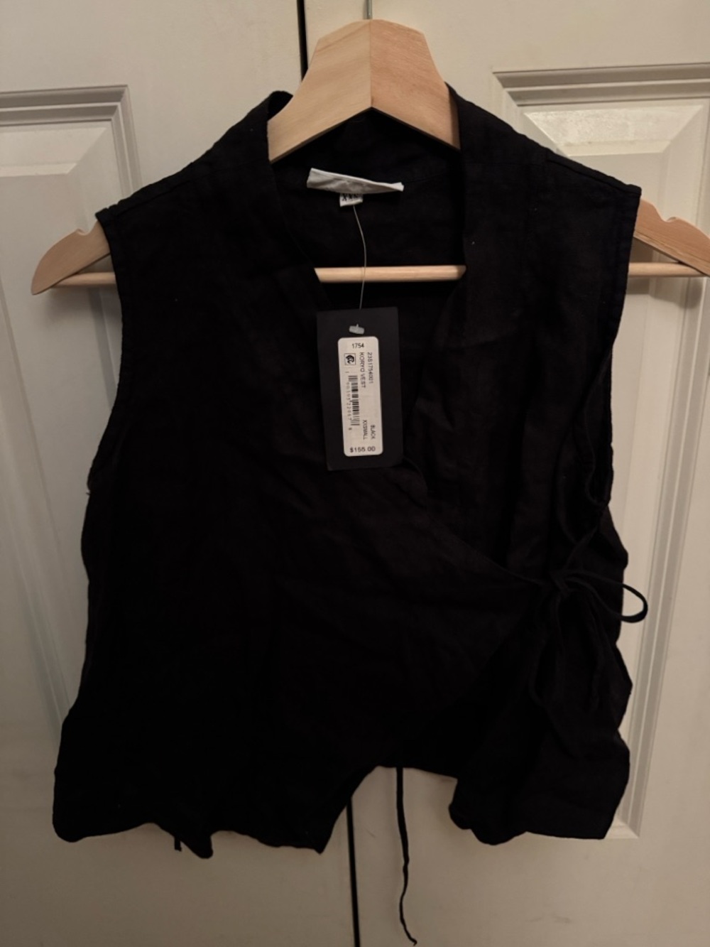 bryn Walker Black Sleeveless Wrap Camisole